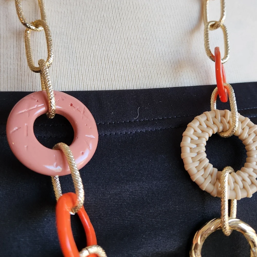 Pleasantly Peach, Tan, Gold & Brown Chain Necklace - Picture 2 of 16